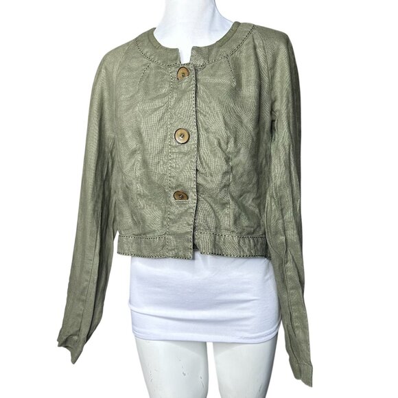 Tapemeasure Olive Military Green 6 button up linen - Picture 1 of 8